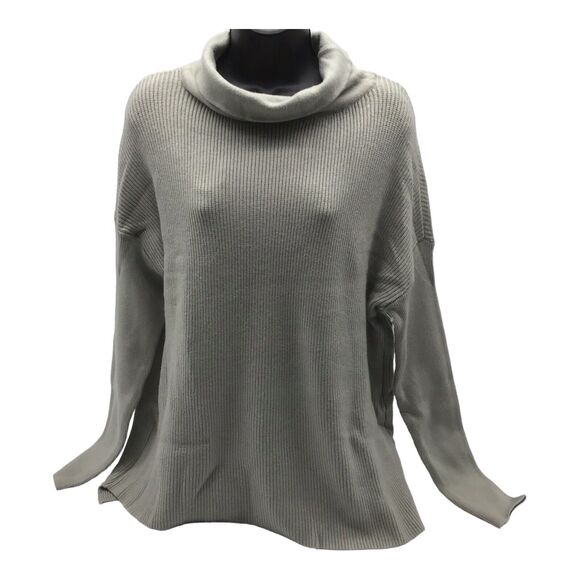 Devotion by Cyrus Womens Medium Oversized Cowl Neck Ribbed Knit Sweater Gray - Picture 6 of 11